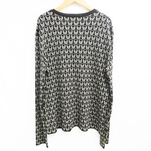 lucien pellat finet カシミヤ混 シルク混 カシシル スカルカーディガン ニット セーター 羽織り 長袖 総柄 ブラック