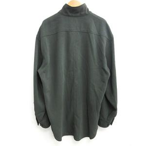 GIORGIO ARMANI ヴィンテージ スタンドカラーシャツ レーヨン 長袖 カーキ グリーン 50