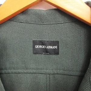 GIORGIO ARMANI ヴィンテージ スタンドカラーシャツ レーヨン 長袖 カーキ グリーン 50