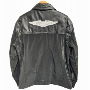 HARLEY DAVIDSON PVCコーティング切替ライダース レザージャケット 革ジャン バイカー ブラック XS