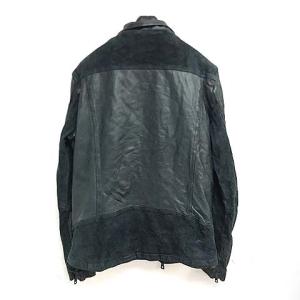 GIORGIO BRATO ラムレザー スエード切替 ジャケット ライダースジャケット 製品加工 カーキ