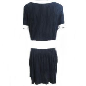 CHANEL リボン ニット ワンピース ココマーク 紺