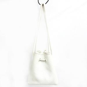 VASIC レザー ショルダーバッグ ハンドバッグ 巾着型 無地 ホワイト