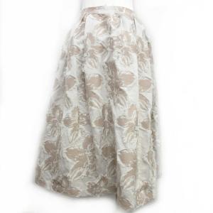 CELFORD 20年製 オリジナルフラワーJQ フレアスカート ロング ジャガード タック ベージュ