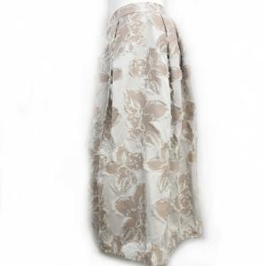 CELFORD 20年製 オリジナルフラワーJQ フレアスカート ロング ジャガード タック ベージュ