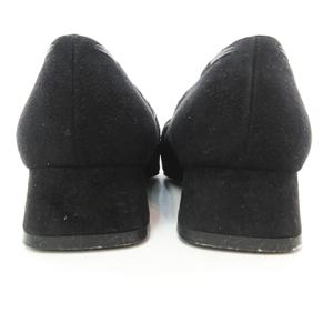 Salvatore Ferragamo パンプス ローヒール シューズ スエード フロントリボン スクエアトゥ ブラック