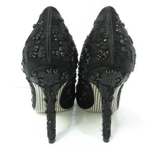 Salvatore Ferragamo 新品同様 ビジュー パンプス ハイヒール シューズ 黒 7C