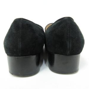 Salvatore Ferragamo ガンチーニ パンプス ローファー スエード レザー シューズ ブラック ゴールド