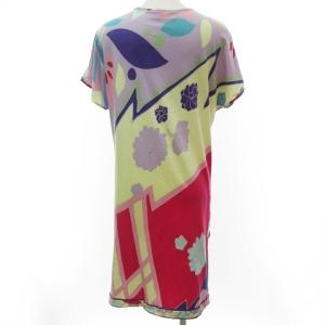 LEONARD PARIS LABEL FUCHSIA フューシャ 最高級ライン ワンピース 花柄 コットン ロゴ ボタン 半袖 マルチカラー