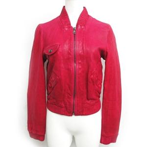 DOLCE&GABBANA ラムレザーライダースジャケット シングル ブルゾン 羊革 裏地 レオパード柄 ジップアップ 赤紫 パープル 系 40 M IBO24