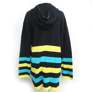 LEONARD SPORT ニットパーカー ロング ボーダー ロゴ 刺繍 ジップアップ マルチカラー