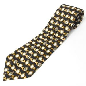 CHANEL ネクタイ シルク ココマーク ラッパ 総柄 ブラック