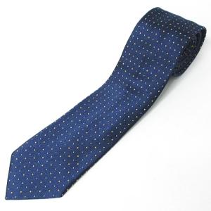 美品 ネクタイ シルク ドット 刺繍 ビジネス ネイビー 系 IBO24 0702