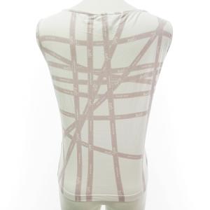 HERMES カットソー Tシャツ ノースリーブ レーヨン 総柄 ロゴ ストレッチ ショート丈