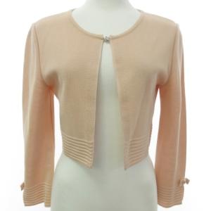 リボン カーディガン ビジューボタン ジャケット 羽織 コットン ピンク 38