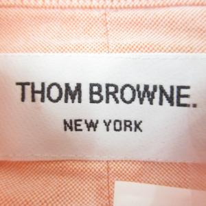 THOM BROWNE オックスフォードシャツ BDシャツ 長袖 ボタンダウンカラー ロゴ 文字 コットン サーモンピンク系 0 約XS相当 IBO25