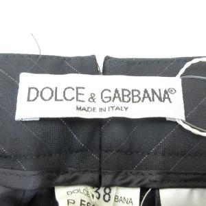 DOLCE&GABBANA タグ付き スラックス パンツ ストライプ柄 ウール レーヨン混 ストレッチ ネイビー 38
