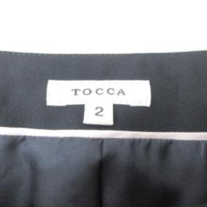 TOCCA ワンピース スーツ セットアップ ひざ丈 ノーカラージャケット レーヨン混 ストレッチ ネイビー