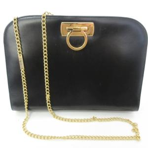 P21 0587 ヴィンテージ ガンチーニ チェーンショルダーバッグ 黒