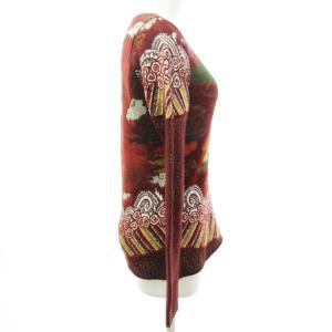 KENZO ヴィンテージ ニット セーター 長袖 ウール混 総柄 レッド