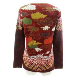 KENZO ヴィンテージ ニット セーター 長袖 ウール混 総柄 レッド