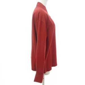 ISSEY MIYAKE DESIGN STUDIO 80s?90s ヴィンテージ ドレスシャツ ブラウス 長袖 比翼 シルク ボタンレス レッド 赤