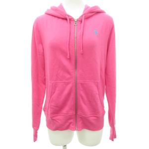 タグ付 パーカー フーディー スウェット コットン ロゴ刺繍 ピンク M