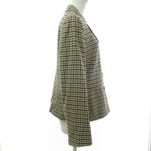 Aquascutum 美品 テーラードジャケット ブレザー クラブチェック 4B ノーベント 背抜き ウール ベージュ系 11 約L相当 IBO26