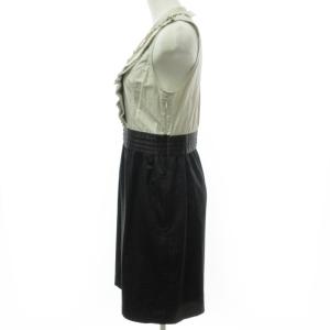 Diagram GRACE CONTINENTAL 美品 ノースリーブ ドッキングワンピース バイカラー 膝丈 ビジュー プリーツ フリル ベージュ 36 S  IBO26