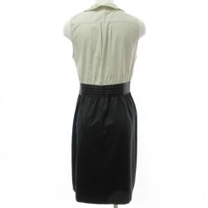 Diagram GRACE CONTINENTAL 美品 ノースリーブ ドッキングワンピース バイカラー 膝丈 ビジュー プリーツ フリル ベージュ 36 S  IBO26