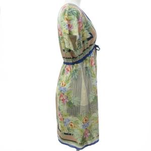 GRACE CONTINENTAL ワンピース ドレス 半袖 ひざ丈 フラワー柄 花柄 総柄 リボン マルチカラー 36 約S相当 IBO26 0826