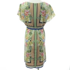 GRACE CONTINENTAL ワンピース ドレス 半袖 ひざ丈 フラワー柄 花柄 総柄 リボン マルチカラー 36 約S相当 IBO26 0826