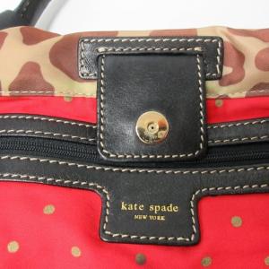 kate spade new york ハンドバッグ レオパード柄 ナイロン 切替 レザー ブラウン ベージュ
