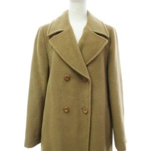 ロングコート メルトンジャケット ウール ロング ダブル ブラウン 38