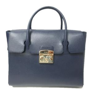 メトロポリス サッチェル 2WAY ショルダーバッグ ハンドバッグ レザー 紺 ネイビー 0902