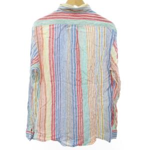 POLO RALPH LAUREN 近年モデル ポロベア ボタンダウンシャツ ベアワッペン リネン BDシャツ ストライプ 国内正規 長袖 マルチカラー M 0901