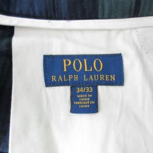 POLO RALPH LAUREN 美品 ブラックウォッチ イージーパンツ シアサッカー チェック タック テーパードパンツ ゴムウエスト グリーン 黒 紺 34×33