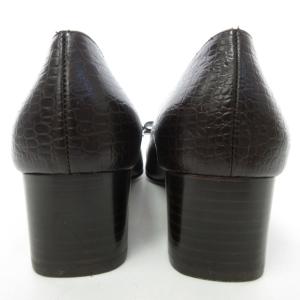 Salvatore Ferragamo ヴァラリボン パンプス クロコ型押し レザー シューズ ゴールド金具 ブラウン 6.5B