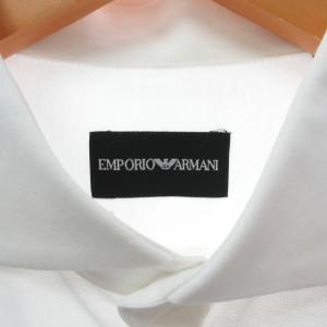 EMPORIO ARMANI 比翼 ドレスシャツ ロゴ刺繍 国内正規 長袖 ホワイト 39