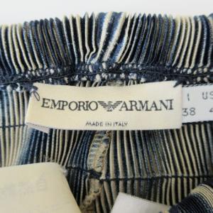 EMPORIO ARMANI プリーツパンツ スラックス グラデーションカラー ウエストゴム ゴールド ブルー 38