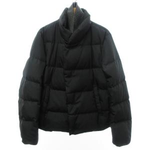 ダウンジャケット フェイクレイヤード スタンドカラー 千鳥格子 50 ブラック