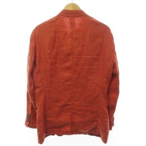 ARMANI COLLEZIONI ジャケット ブレザー スタンドカラー ノーベント 背抜き リネン 麻 レッド 48