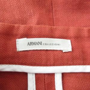 ARMANI COLLEZIONI ジャケット ブレザー スタンドカラー ノーベント 背抜き リネン 麻 レッド 48