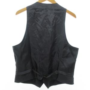 ARMANI COLLEZIONI 美品 ベスト シャドーストライプ柄 ウール シルク混 切替 ネイビー 50