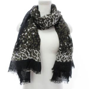 大判ストール スカーフ レオパード柄 ロゴ マルチカラー