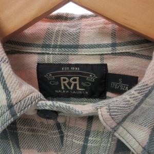RRL タグ付 ネルシャツ チェック エルボーパッチ 国内正規 長袖 グリーン ピンク ベージュ S 170