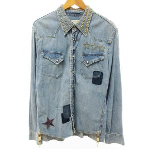REMI RELIEF B'2nd別注 スタッズ ネイティブカスタム ウエスタンデニムシャツ バック刺繍 インディゴブルー
