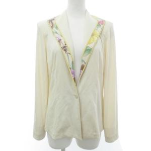 FASHION テーラードジャケット ブレザー 切替 花柄 ストレッチ 1B ベージュ L IBO27 1001