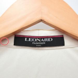 LEONARD FASHION テーラードジャケット ブレザー 切替 花柄 ストレッチ 1B ベージュ L IBO27 1001