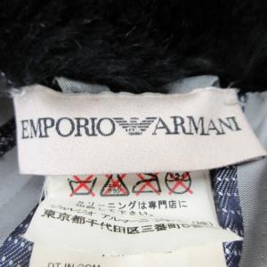 EMPORIO ARMANI リアルファー テーラードジャケット ブレザー 毛皮 2B ノーベント 総裏地 ブラック 42